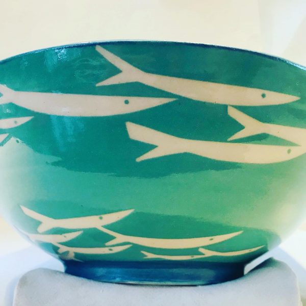 Large green fish bowl